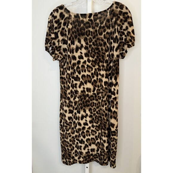 INC International Concepts Leopard Print Shift Dress L Animal Print Short Sleeve - Picture 2 of 6